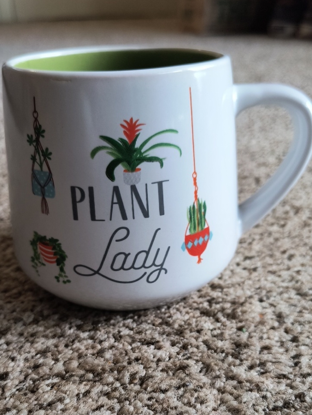 Plant Lady Ceramic Mug - White with Green Interior